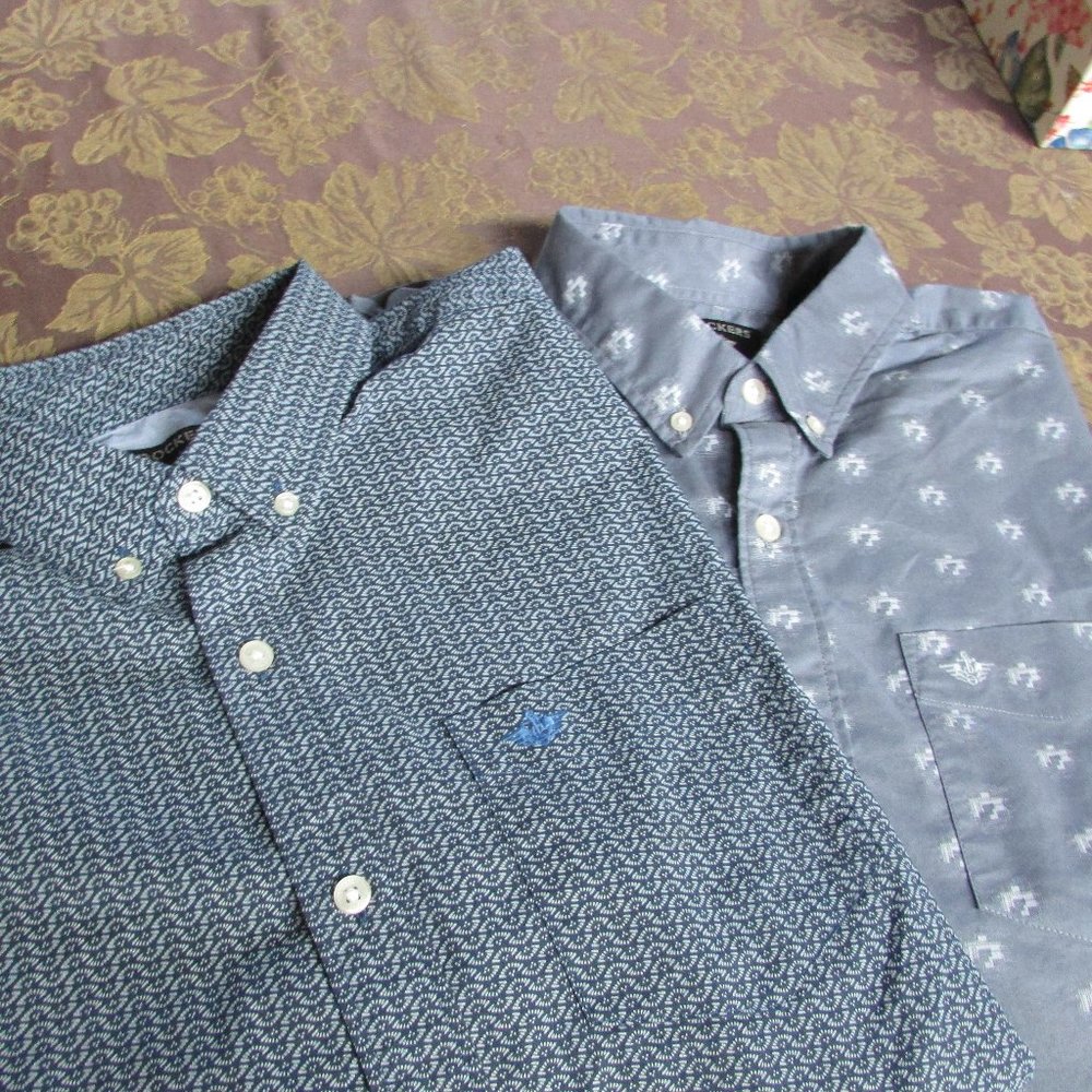 Two Mens Docker Short Sleeve No Iron Shirts M